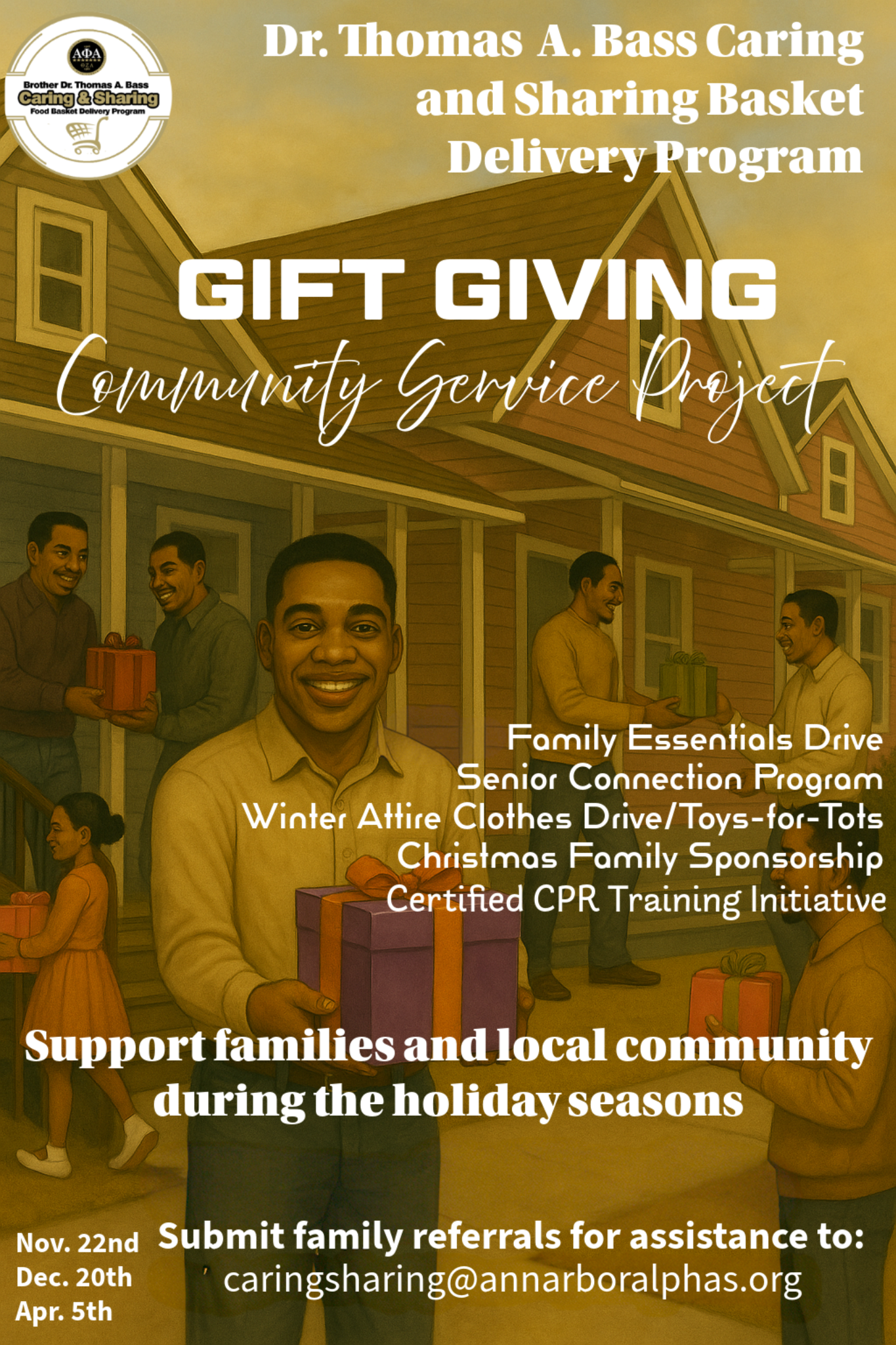 Caring and Sharing gift giving community service flyer